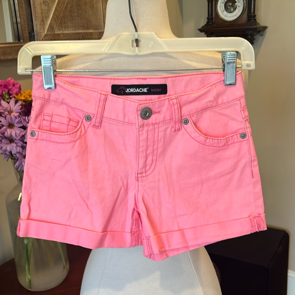 Soft Denim Coral Flap Pocket Shorts Adjustable Waist